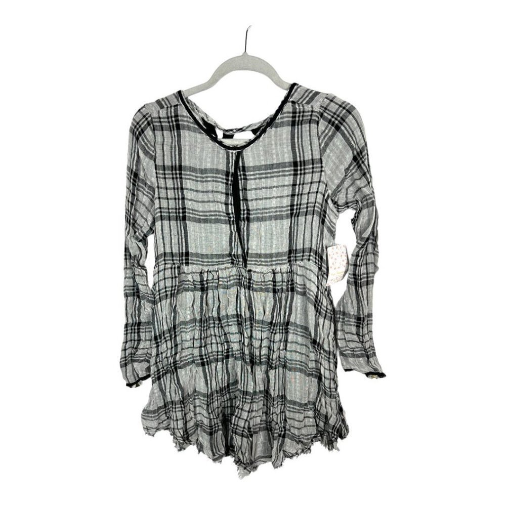 Free people checkered tunic with pockets NWT